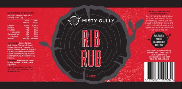 Misty Gully Rib BBQ Rub 210g Cheap