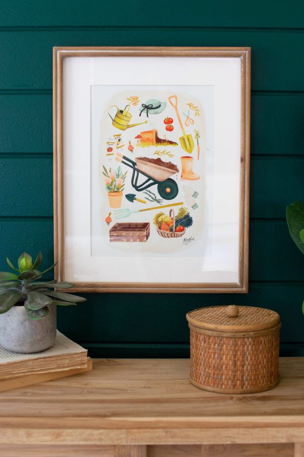 Framed Gardening Print Under Glass Fashion