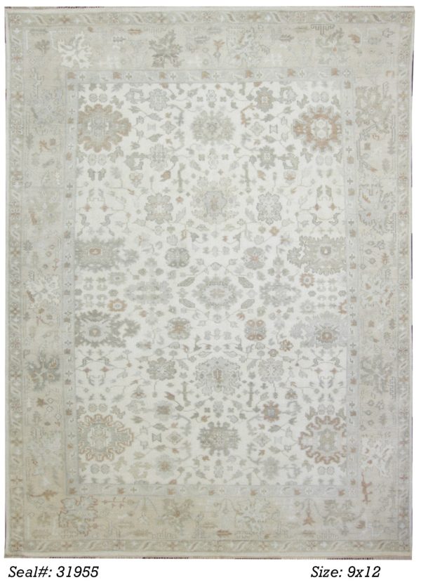 9 x12  Light Colored Turkish Style Oushak Area Rug For Discount