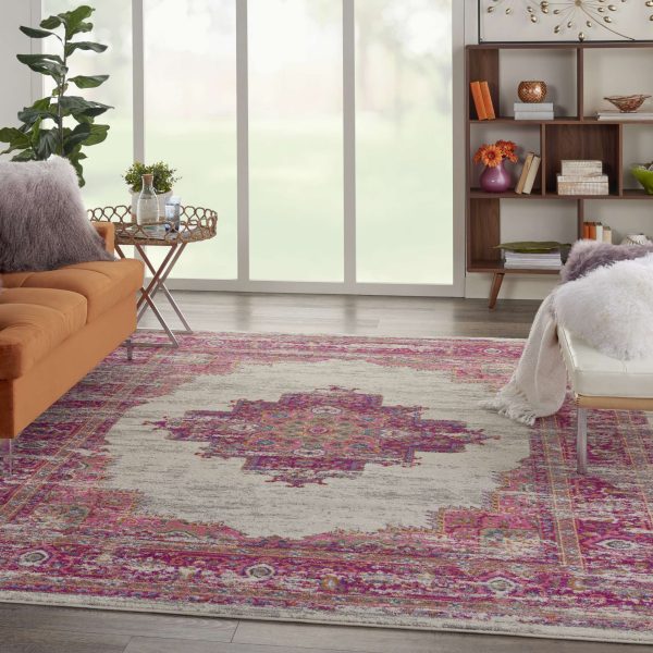 Nourison Passion PSN03 Ivory Fuchsia Area Rug Collection Online Hot Sale