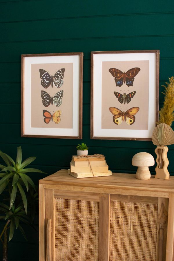 Set Of Two Framed Butterfly Prints Under Glass Fashion