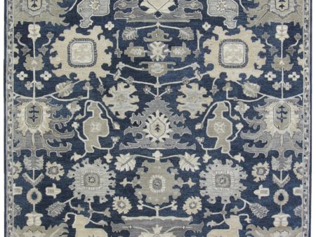 Transitional Navy Blue 8x10 Wool Area Rug Online Sale