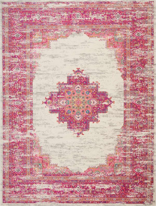 Nourison Passion PSN03 Ivory Fuchsia Area Rug Collection Online Hot Sale