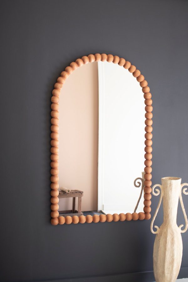 Wooden Ball Arched Mirror Cheap