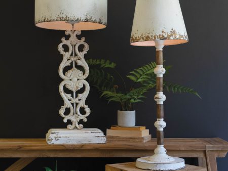 Table Lamp - Antique White With Carved Damask Base Online