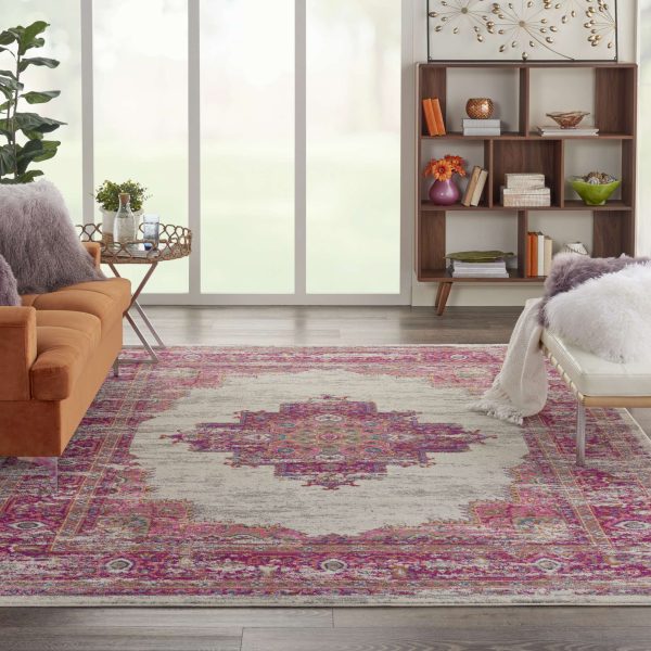 Nourison Passion PSN03 Ivory Fuchsia Area Rug Collection Online Hot Sale