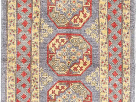 Grey Akcha Revival Hand Knotted Rug For Sale