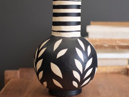 Black And White Paper Mache Vase - Bottle For Discount