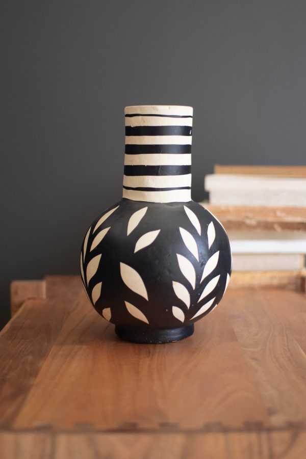 Black And White Paper Mache Vase - Bottle For Discount