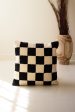 Black And White Checks Hand Hooked Pillow Sale