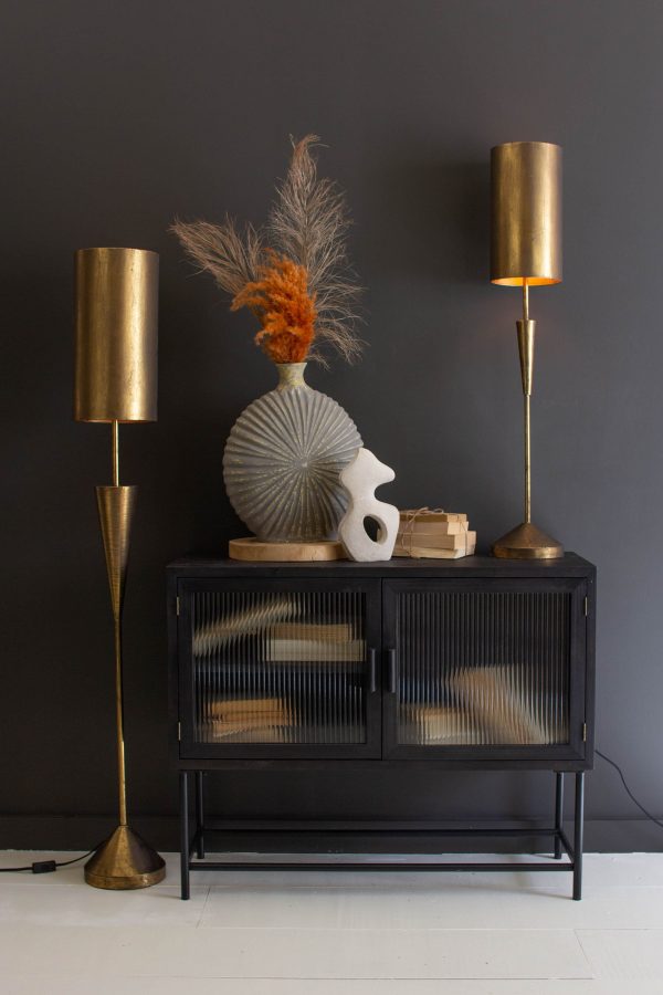 Antique Gold Floor Lamp With Metal Barrel Shade Online Hot Sale