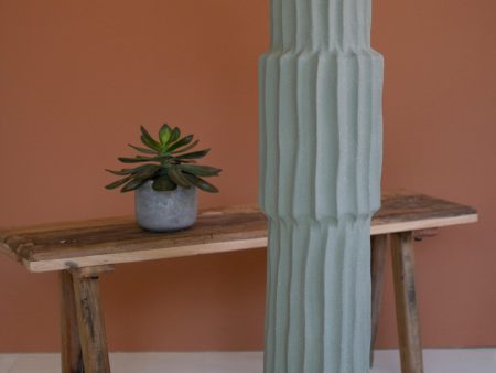 Tall Ribbed Green Ceramic Vase - 36 T For Cheap