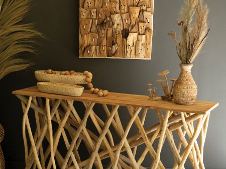 Repurposed Teak Wood Branches Console Table Online now