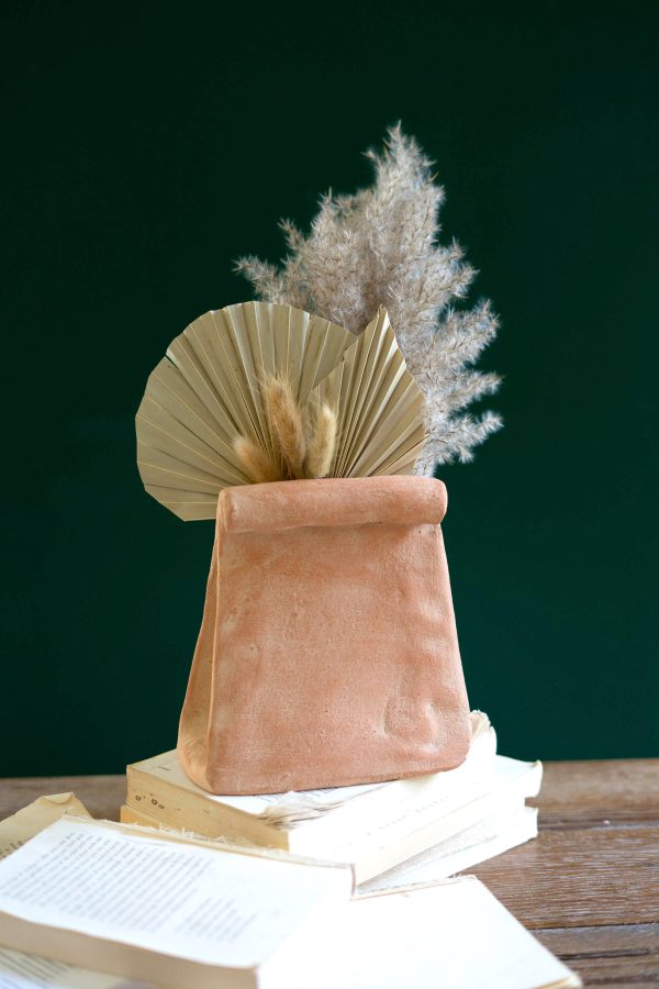 Folded Clay Paper Bag Vase For Discount