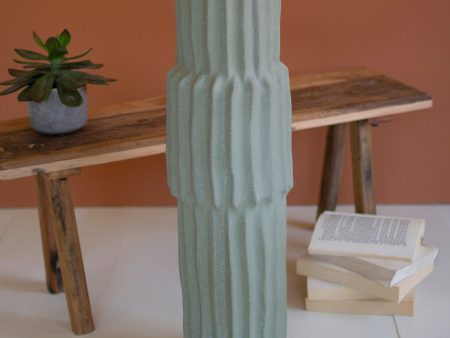 Tall Ribbed Green Ceramic Vase - 29 T Discount