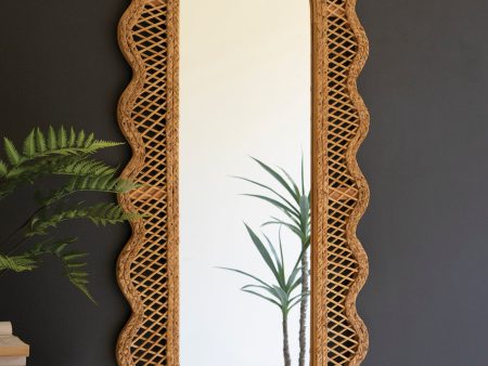 Rattan Squiggle Framed Oval Mirror For Discount