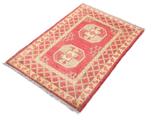 Red Akcha Revival Hand Knotted Rug For Cheap