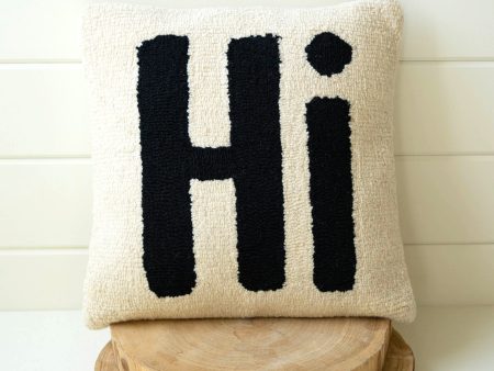 Â€Œhiâ€ Hand-Hooked Pillow on Sale