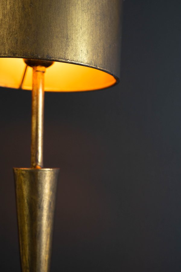 Antique Gold Floor Lamp With Metal Barrel Shade Online Hot Sale