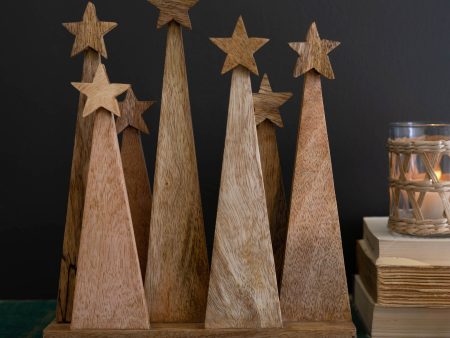 Seven Wooden Christmas Tree On A Base Hot on Sale