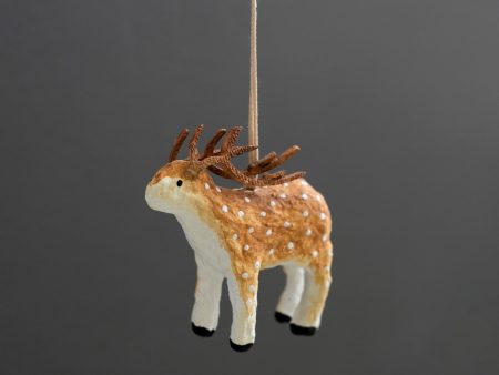 Paper Mache Deer Christmas Ornament on Sale