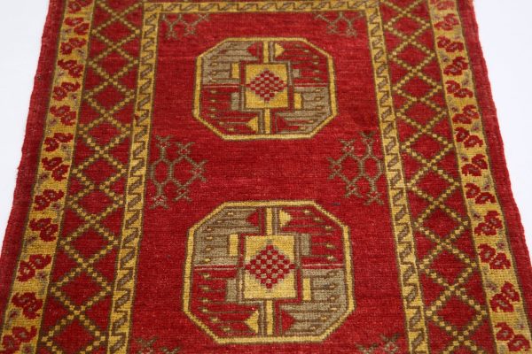 Red Akcha Revival Hand Knotted Rug For Cheap