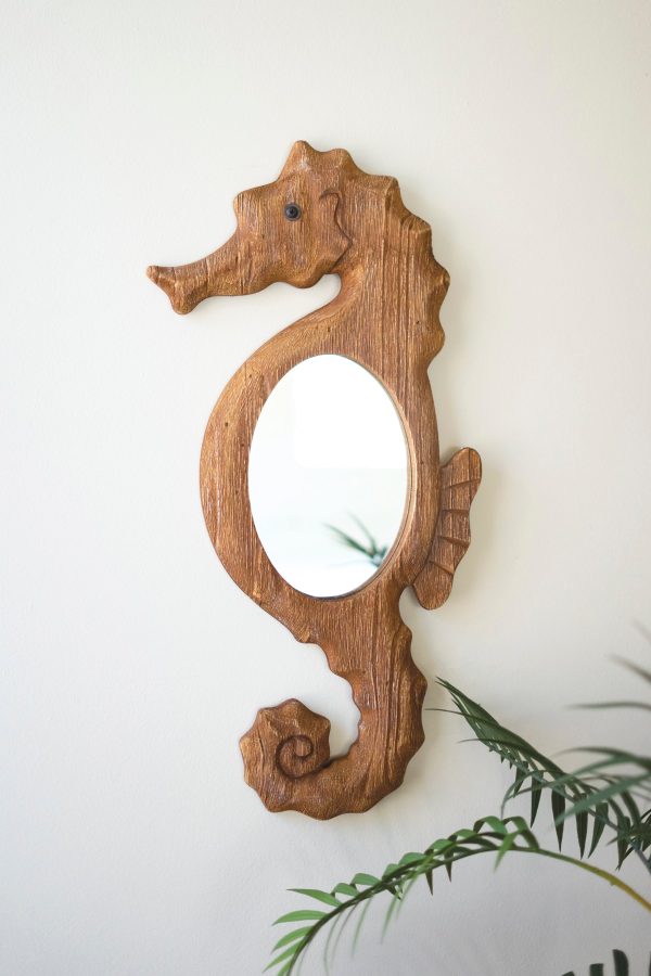 Wood Framed Seahorse Mirror For Cheap