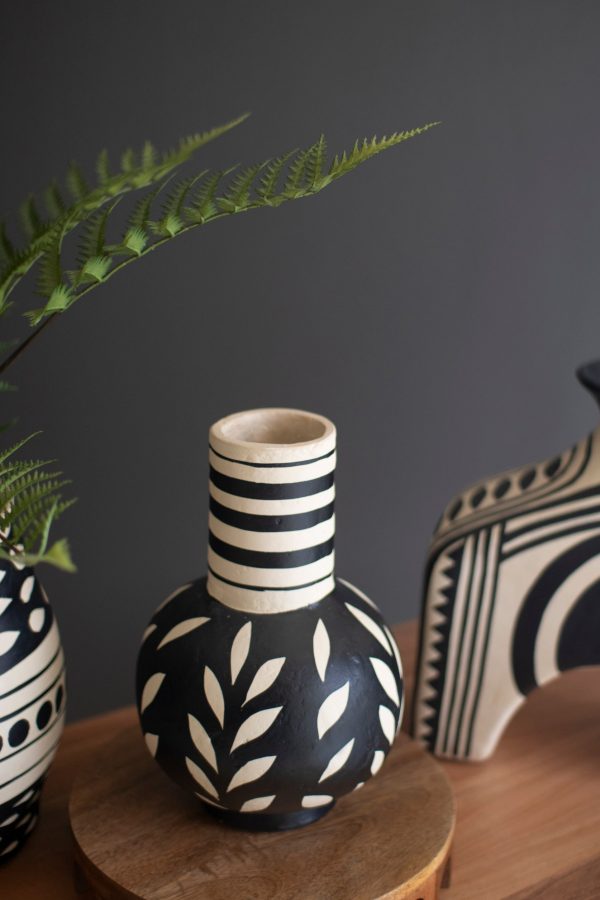 Black And White Paper Mache Vase - Bottle For Discount