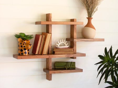 Acacia Wood Quad Level Shelf Online Sale