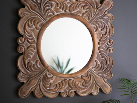 Carved Fleur De Lis Framed Mirror For Sale