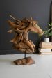 Teakwood Horse Head Sculpture With Iron Base Online Sale