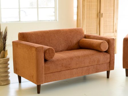 Chenille Boucle Loveseat-Rust Sale