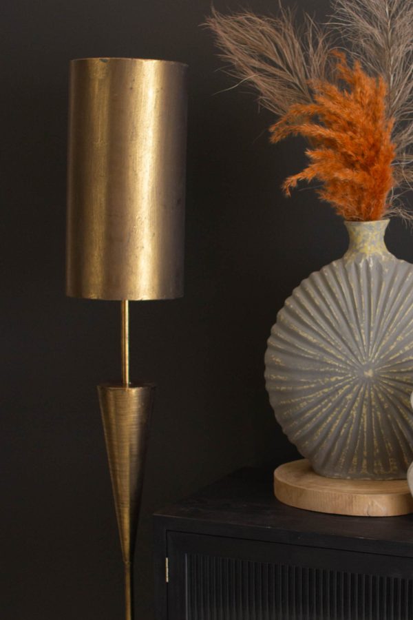 Antique Gold Floor Lamp With Metal Barrel Shade Online Hot Sale