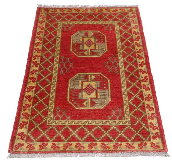 Red Akcha Revival Hand Knotted Rug For Cheap