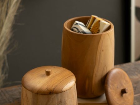 Set Of Two Teak Wood Canisters Online Hot Sale