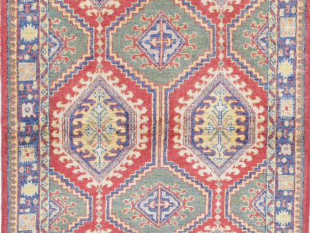 Red Akcha Revival Hand Knotted Rug Cheap