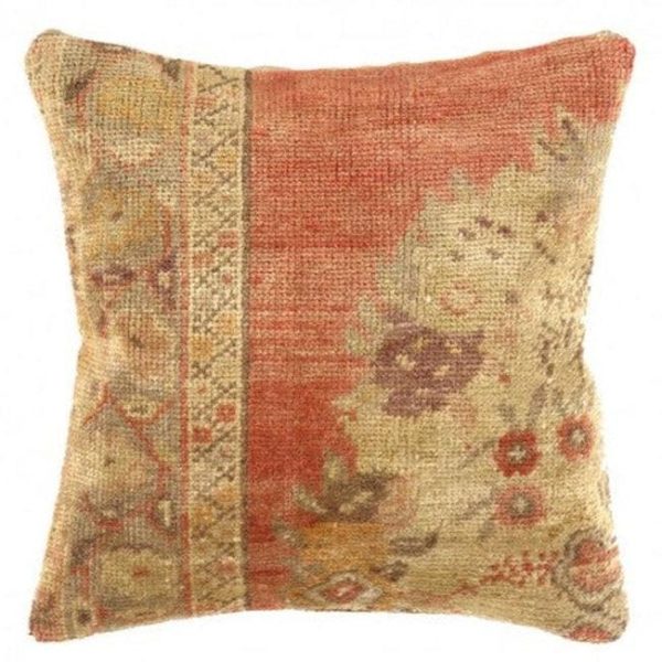 Canvello Vintage Turkish Hand Knotted Rug Pillow - 16  X 16  For Cheap