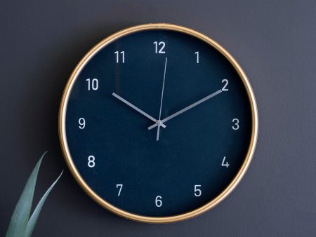 Black Faced Wall Clock With Metal Frame Online Sale