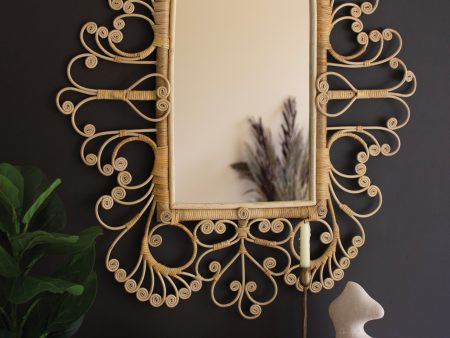 Ornate Rattan Framed Mirror For Sale