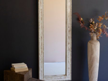 Large Rectangle  Wood Framed Mirror With Beaded Detail Online now