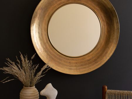 Round Hand Hammered Antique Brass Frame With Mirror Fashion