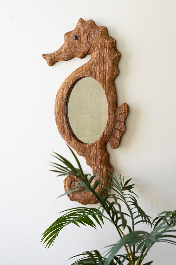 Wood Framed Seahorse Mirror For Cheap