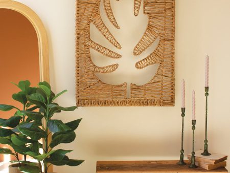 Woven Seagrass And Iron Leaf Wall Panel Discount