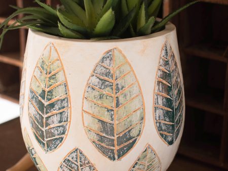 Terracotta Decorative Planter With Leaves 12 T For Cheap