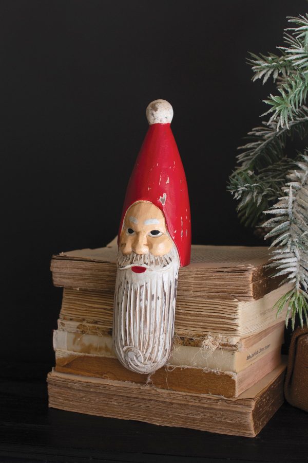 Carved And Painted Wooden Santa Shelf Sitter Online Hot Sale