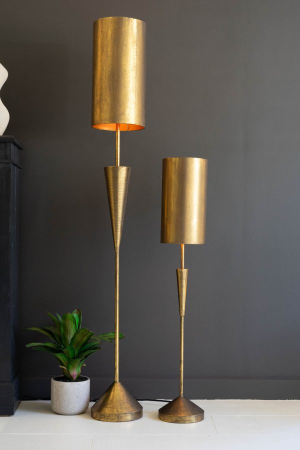 Antique Gold Floor Lamp With Metal Barrel Shade Online Hot Sale