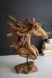 Teakwood Horse Head Sculpture With Iron Base Online Sale