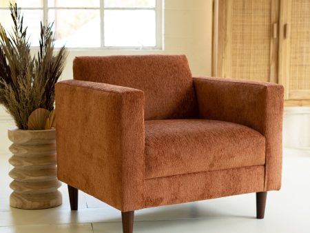 Chenille Boucle Club Chair-Rust Fashion