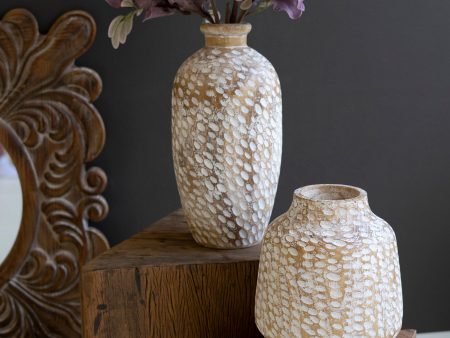 Wash White Wood Vase Large on Sale