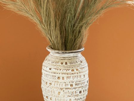 Carved Decorative Urn - Natural And White Cheap